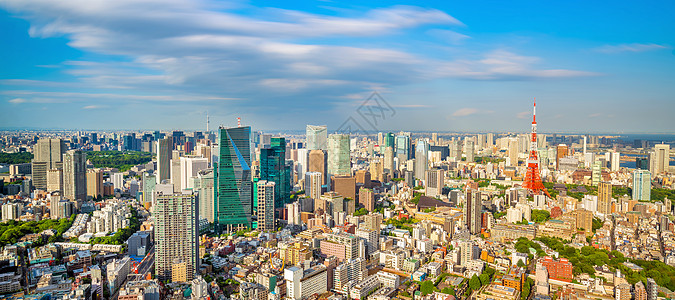 东京市天际线和东京塔大楼的全景吸引力天空旅行市中心场景日落中心商业天线摩天大楼图片