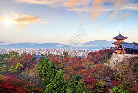 京都天际和京都清山寺秋色吸引力文化地标城市清水首都游客木头建筑学建筑图片