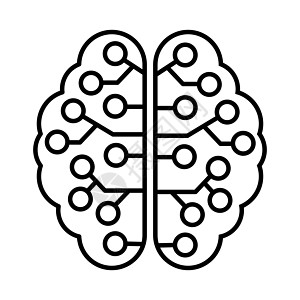 人造大脑大脑的矢量图示 人工或电子情报科学库存逻辑绘画草图头脑空白电子人芯片智力设计图片