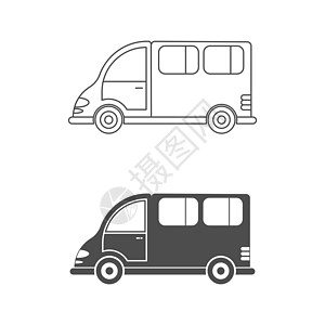 汽车或商用货车的一组矢量图标 简单设计商业概念空白旅行草图变体网站绘画库存染色图片