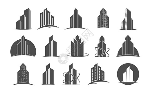 用于建筑和建筑物的一组图标 简单设计Name图片