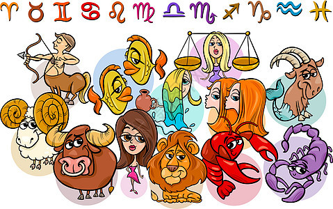 收集卡通插图的zodiac符号图片