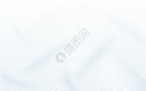 蓝色最小稀薄海洋波浪曲线抽象矢量白背形图片