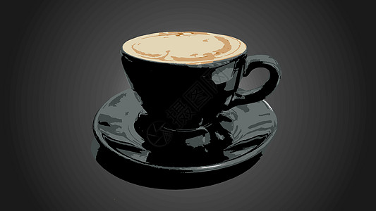 黑咖啡杯里的卡普奇诺咖啡 黑色黑色黑地图片