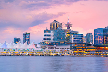 不列颠哥伦比亚温哥华市中心天线的美丽景色日落假期市中心城市旅行旅游房地产建筑学山脉建筑图片