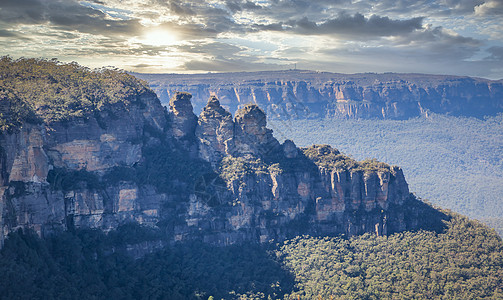 卡通山青山三姐妹会的岩层形成图沟壑生态土地丘陵旅游风景岩石旅行砂岩悬崖背景
