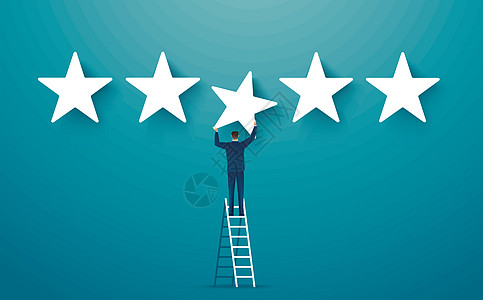 提供5个星级评分 反馈概念矢量图示质量卓越顾客审查服务互联网工作商业男人推介会图片