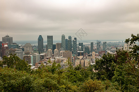 蒙特利尔的天线从流行的看城市蓝色建筑天空景观建筑学天际全景办公室图片