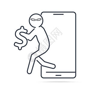 黑客盗用智能手机和美元符号图标的钱图片