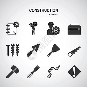 钢锯建筑工具图标图集插图维修建造标签男人交通工程合同工作指甲齿轮设计图片
