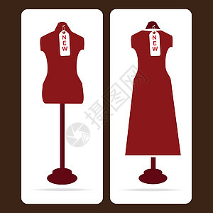 Mannequin 和新标签图标销售精品零售白色插图陈列室商品裙子女士折扣图片