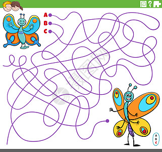 用卡通蝴蝶玩教育性迷宫游戏图片