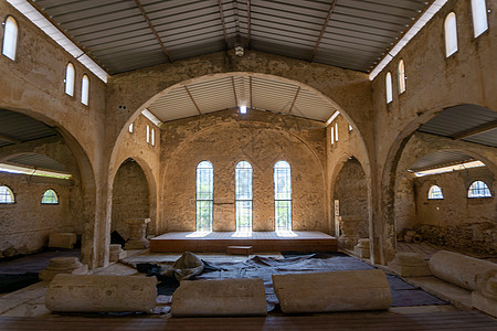 旧教堂 在圣经的Shiloh带马赛克历史发掘废墟教会考古学旅行旅游假期图片