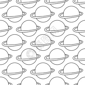 无缝图案由涂鸦翻转行星制成 孤立在白色背景上 矢量存量插图图片