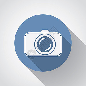 具有长阴影的专业摄影照相机平面图标动作框架白色软垫插图照片样机软件按钮程序图片