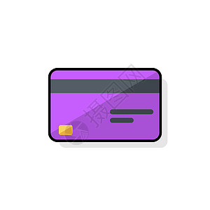 信用卡紫色  黑色阵列Shadow图标矢量隔离商业插图借方现金信用小样取款机白色购物卡片图片