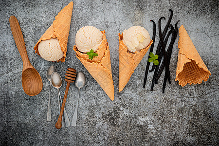 香草冰淇淋口味 与香草豆子配方食物橙子奶油覆盆子产品牛奶美食茶点圣代兰花图片