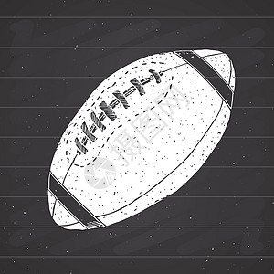 美国足球 橄榄球 橄榄球手画的粗金笔纹素描 黑板背景上的矢量图解皮革联盟运动手绘绘画插图游戏粉笔竞赛冠军图片