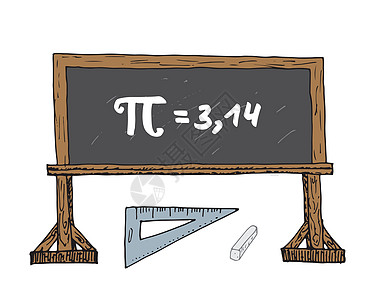 Pi 符号手画图标 学校黑板矢量插图上的 Grunge书法数学符号 孤立在白地上学习科学标识手绘教育草图数字大学粉笔几何学图片