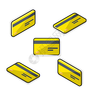 信用卡 黄色一等和平面 - 黑色阵列+Shadow 图标矢量图片