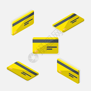 信用卡 黄色一等和平面图标矢量图片