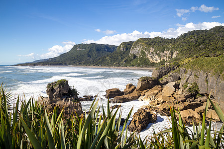 新西兰Punakaiki煎饼岩石海岸线图片