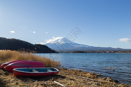 日本川口湖富士山风景观光旅行顶峰公吨火山旅游蓝色场景地标图片