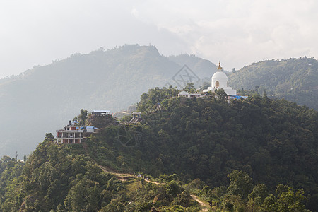 尼泊尔波克拉的世界和平塔塔文化爬坡佛塔建筑学旅游佛教徒寺庙旅行神社建筑图片