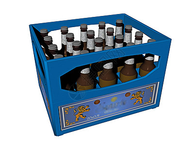 插图饮料啤酒啤酒盒瓶子涂鸦蓝色背景图片