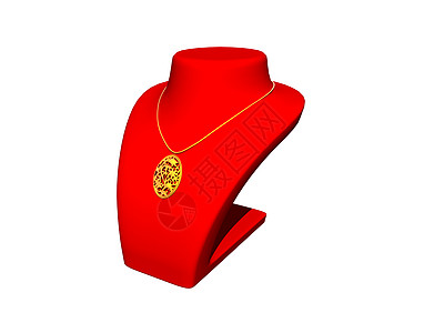 金金项链 带有奖章装饰品商店珠宝繁荣吊坠首饰架点缀橱窗项链红色图片