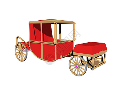 带行李的彩色皇家载客车漫画驾驶童话运输窗帘车辆脚步旅行车轮马车图片