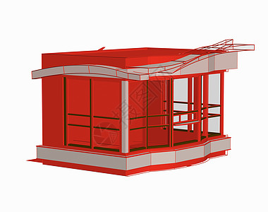 装有玻璃窗的亭子红色树枝建筑候亭屋面金属销售室玻璃图片