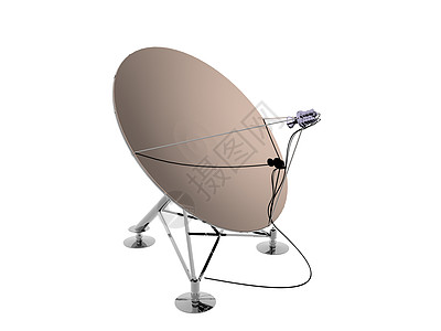带有电缆和接收器的金属天线电子产品技术接待卫星信号天文学盘子间谍图片