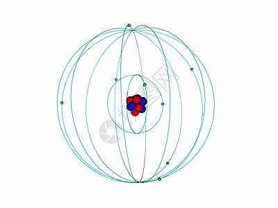 带有核心和电子的简单原子模型研究力量蓝色原子核环绕轨道科学图片