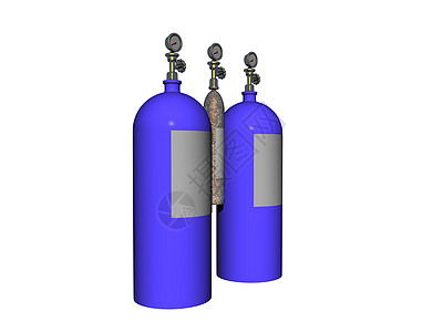 用于潜水的压缩空气气瓶钢瓶金属阀门运动蓝色氧气瓶图片