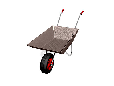 带有红色把手的金属手推车设备独轮车钣金工作园艺负载工地车轮图片