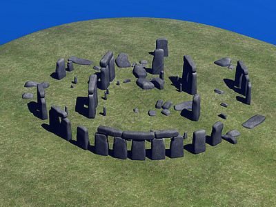 在草原上用强大的石块 高地石柱石器文化草地时代宗教巨石岩石天文学图片