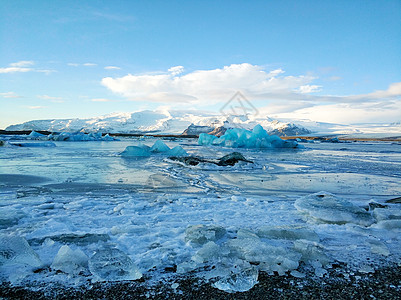 冰岛岛屿上最大的冰川 冬季的冰河之冬 科学家们正在研究气候环境冰山旅行风景海洋天空蓝色冻结水晶图片
