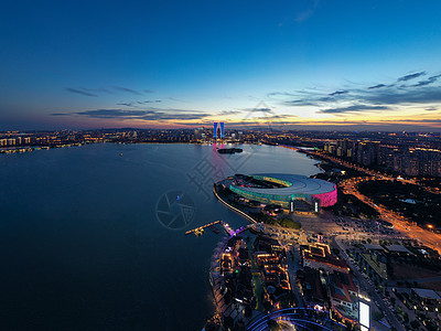 中国苏州金吉湖市府大楼建筑学蓝色工业园商业办公室建筑天空全景地标景观图片