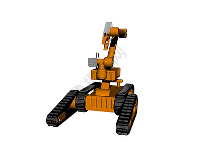 小型机器人 手握手臂和链驱动器履带黄色相机自动机遥控起重机夹臂关节图片