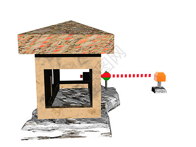 配有回转车和房屋的边境站小屋领土边界海关检查图片