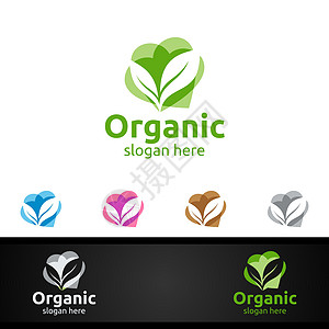 草药 生态 健康 瑜伽 食品或农场概念的自然和有机Logo爱设计模板环境商业生物农果生活树叶生物学推广叶子漩涡图片