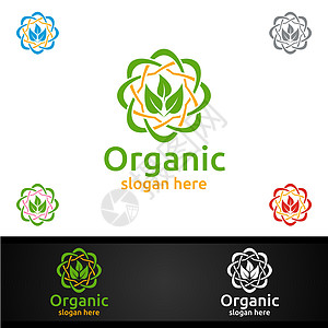 草药 生态 健康 瑜伽 食品或农场概念的天然和有机Logo设计模板水果插图生活生物学商业蔬菜叶子植物食物花园图片