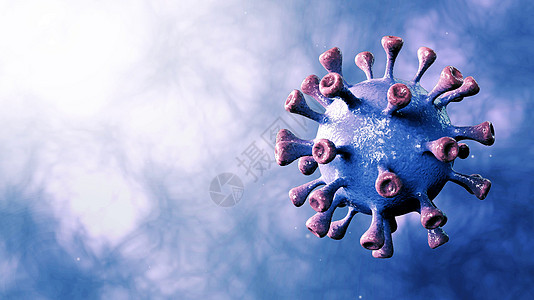 电晕病毒蓝色旋转在中心旋转 与动态背景隔离 微生物学和病毒学概念 Covid-19 病毒横幅 疾病和流行病 3d 渲染 4k 高背景图片