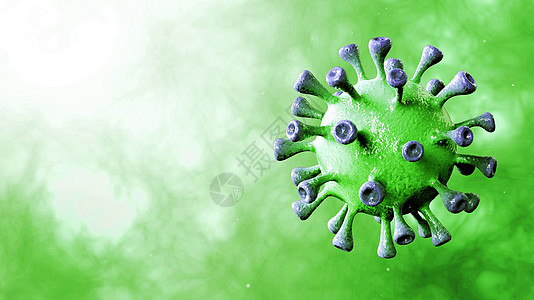 电晕病毒绿色旋转在中心旋转 与动态背景隔离 微生物学和病毒学概念 Covid19 病毒横幅 疾病和流行病 3d 渲染 4k 高清背景图片