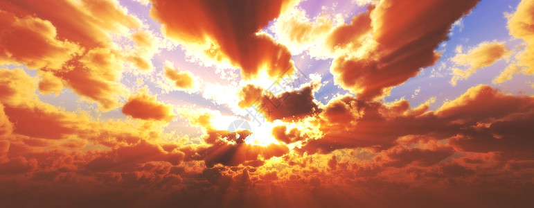 日落日出与射线和其他大气效果 3d 它制作图案太阳光地平线精神橙子金子日落晴天力量太阳阳光图片