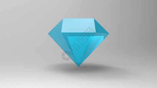 钻石透明宝石结晶3D轻蓝钻石 在浅灰背景下为暗色 将图解分离出来 低多边模型简单 文本的复制空间简单订婚立方体礼物宝藏红宝石商业图片