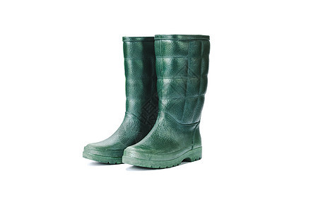 隔离的防水橡胶靴雨靴工人农业黑色靴子农民雨鞋园艺鞋类绿色图片