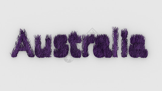 澳大利亚-白色背景上的 3d 字紫色 呈现毛茸茸的字母 澳大利亚动物 澳大利亚紧急情况 帮助消防标志设计模板 兽医动物收容所无家图片