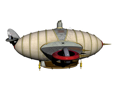 具有气体填充作用的远期飞艇翅膀航空苍蝇红色货舱客舱窗户螺旋桨气球图片